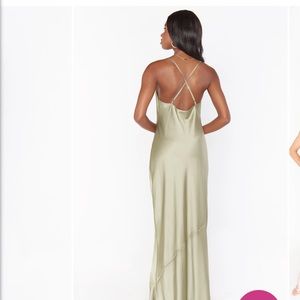 Show Me Your Mumu Tuscany Maxi Slip Dress- Moss Green Luxe Satin
